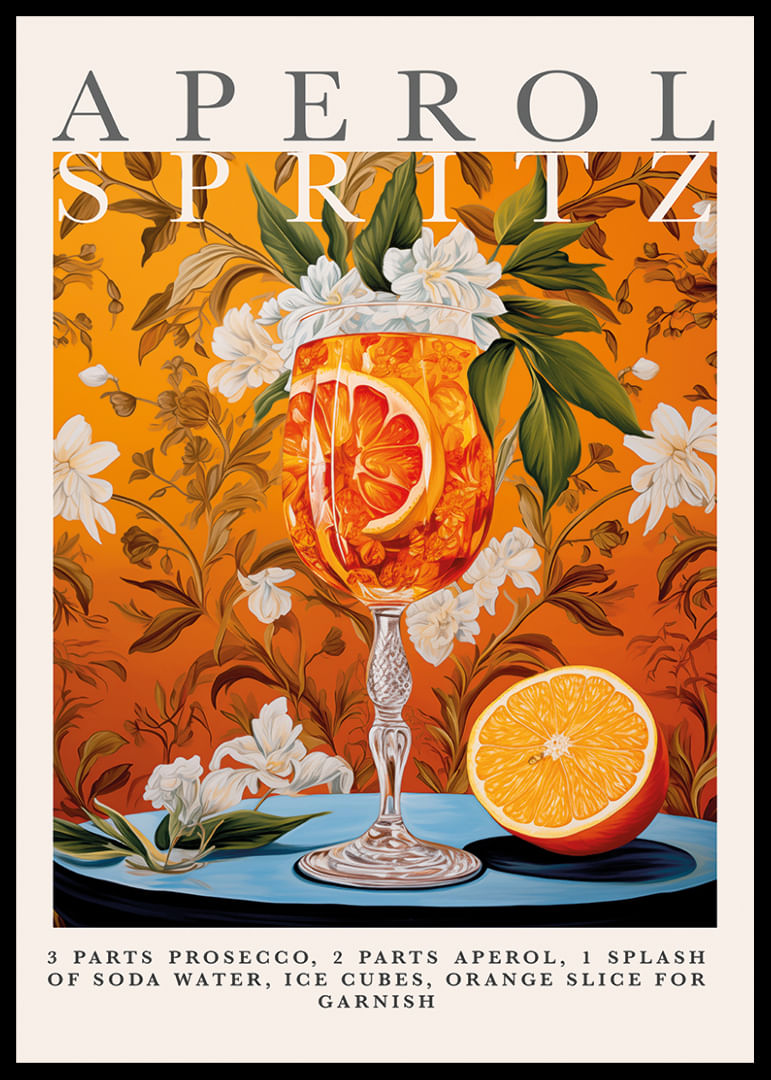 Een kleurrijke poster die citrusvruchten en bloemen in harmonie weergeeft.-12