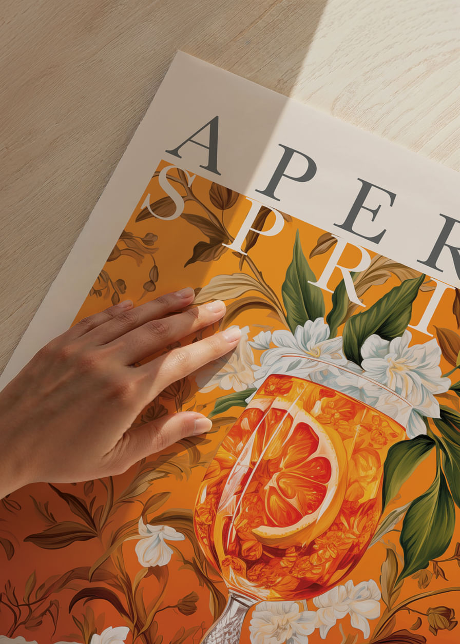 Een kleurrijke poster die citrusvruchten en bloemen in harmonie weergeeft.-12