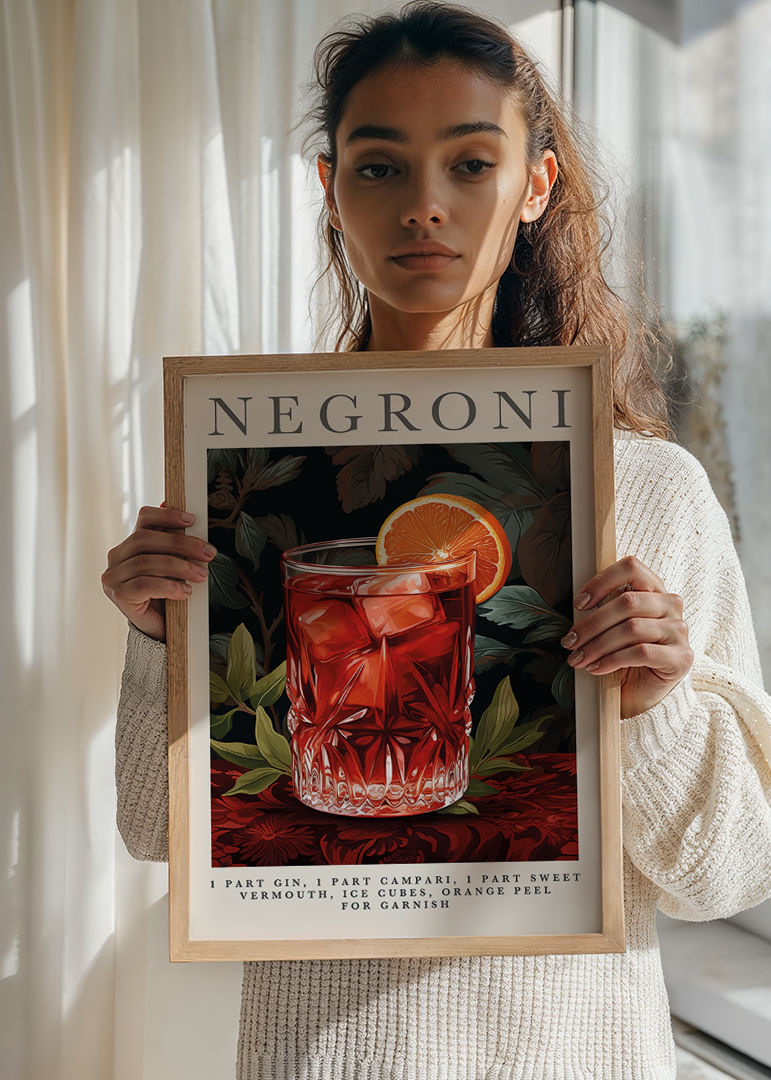 Frisk og livlig plakat med en fristende negroni.-12