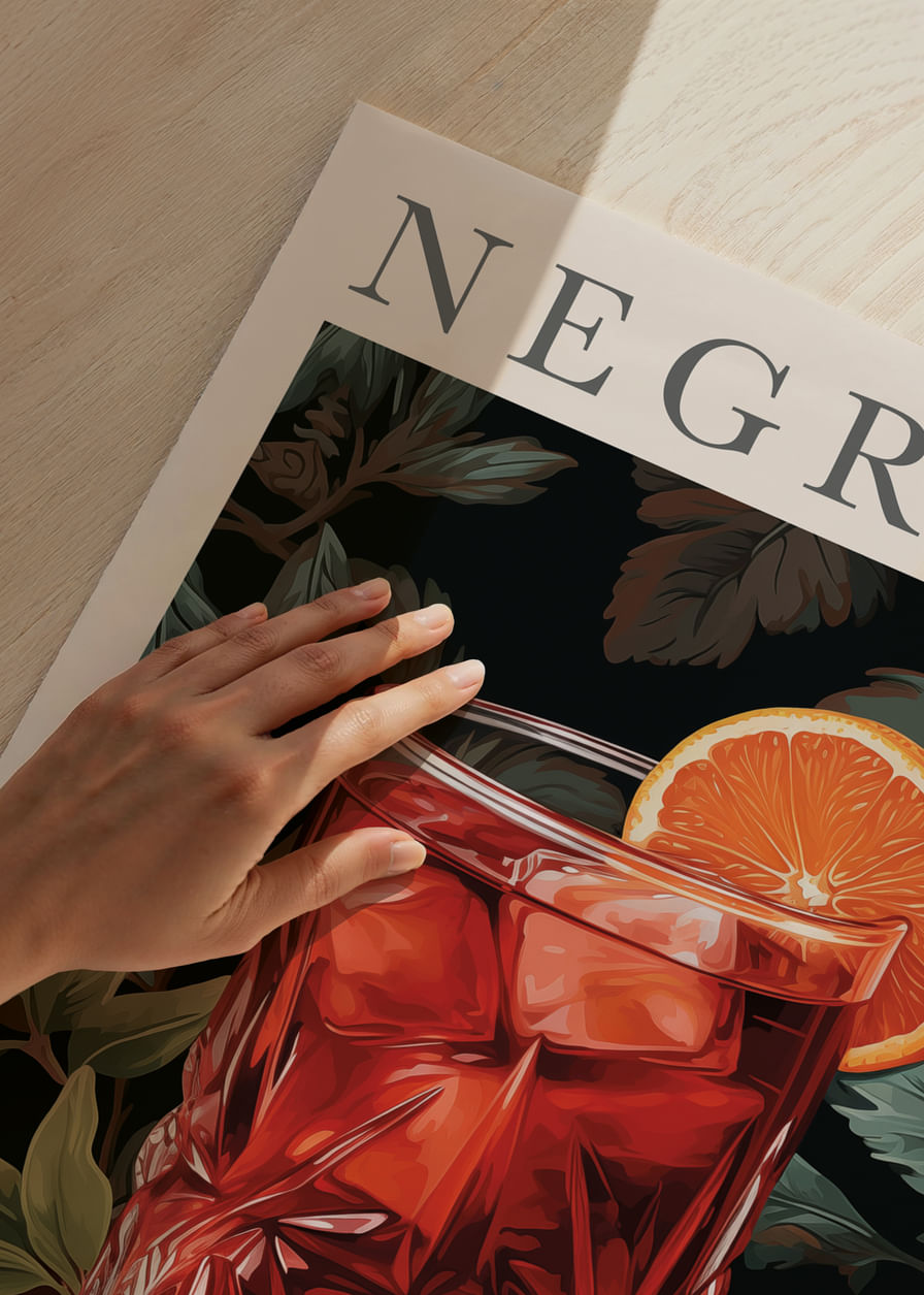 Frisk og livlig plakat med en fristende negroni.-12