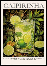 Lysande limegrön Caipirinha i en tropisk omgivning.-0