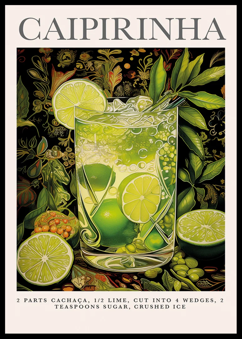 Bright lime green Caipirinha in a tropical setting.-12