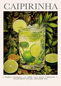 Bright lime green Caipirinha in a tropical setting.-1