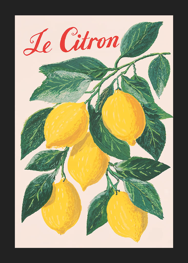 Affiche animée d'une brindille de citron aux couleurs intenses et au charme certain.-12