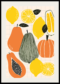 Colorful fruits and vegetables create a playful poster.-2