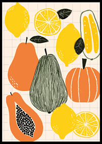 Colorful fruits and vegetables create a playful poster.-6