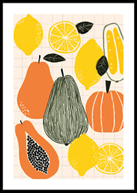 Colorful fruits and vegetables create a playful poster.-0