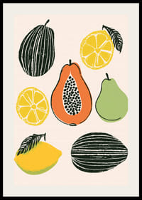 Colorful tropical fruit mix on a stylish poster.-2