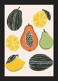 Colorful tropical fruit mix on a stylish poster.-5