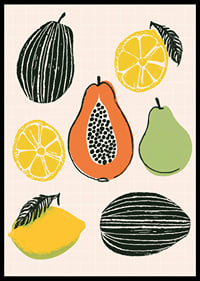 Colorful tropical fruit mix on a stylish poster.-6