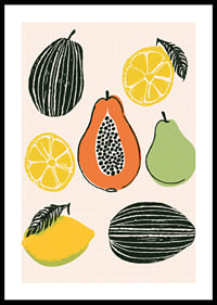 Colorful tropical fruit mix on a stylish poster.-0