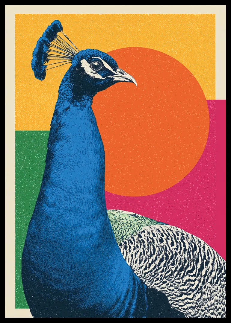 A magnificent peacock against a colorful background.-12