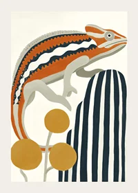 Vibrant colors and bold lines create energy and style for the chameleon.-3