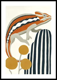 Vibrant colors and bold lines create energy and style for the chameleon.-0