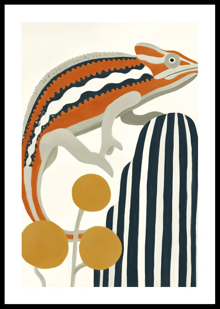Vibrant colors and bold lines create energy and style for the chameleon.-12