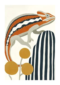 Vibrant colors and bold lines create energy and style for the chameleon.-1