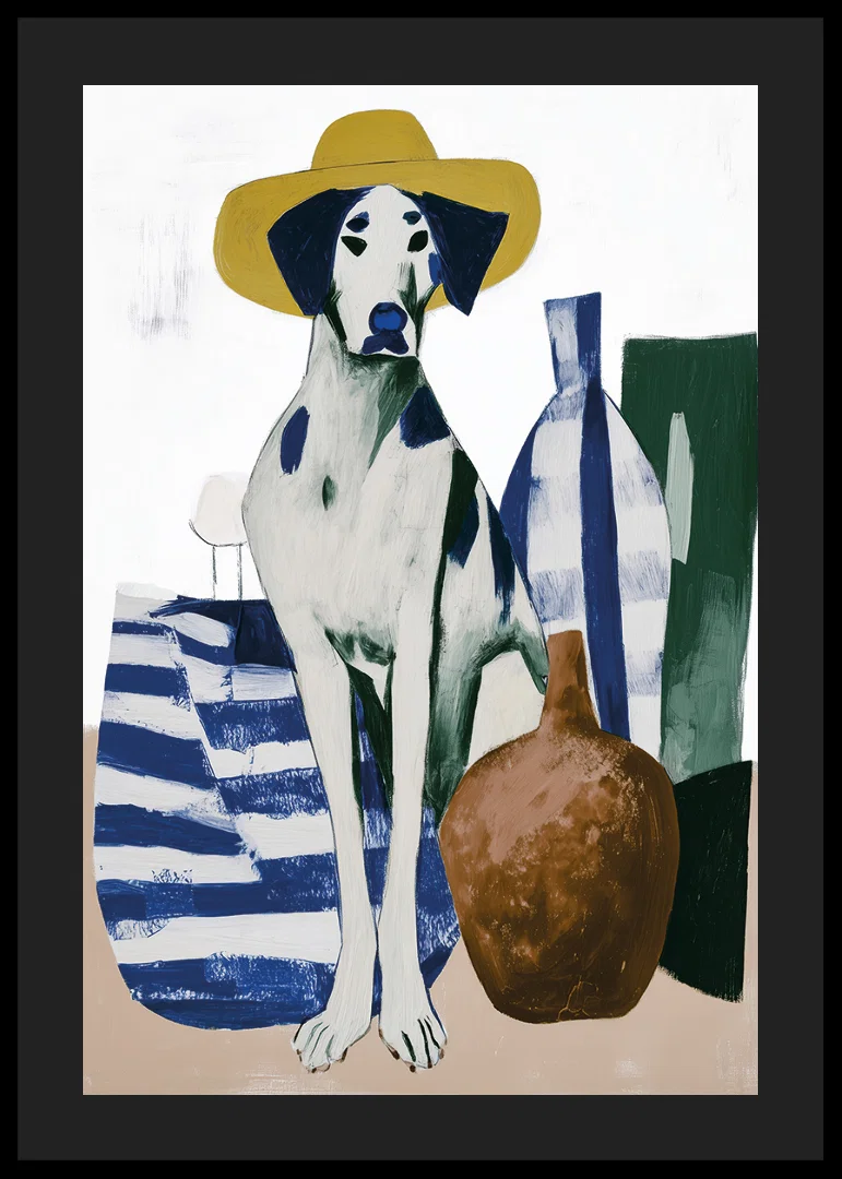A stylish dog with artistic stripes and charming presence.-12