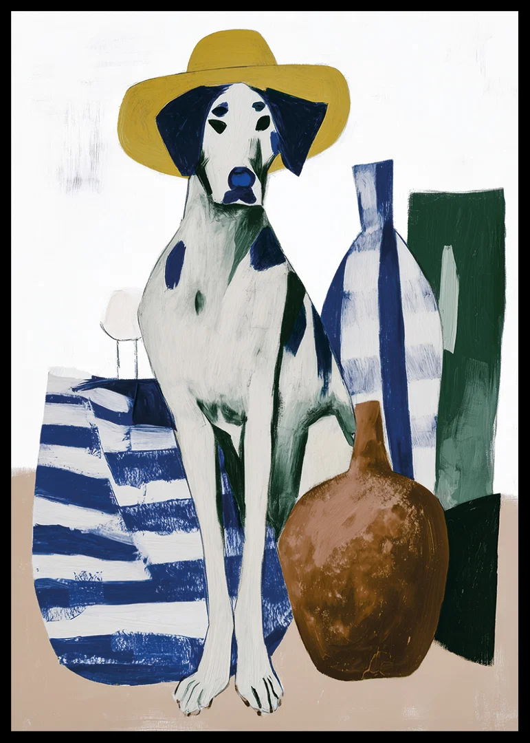 A stylish dog with artistic stripes and charming presence.-12