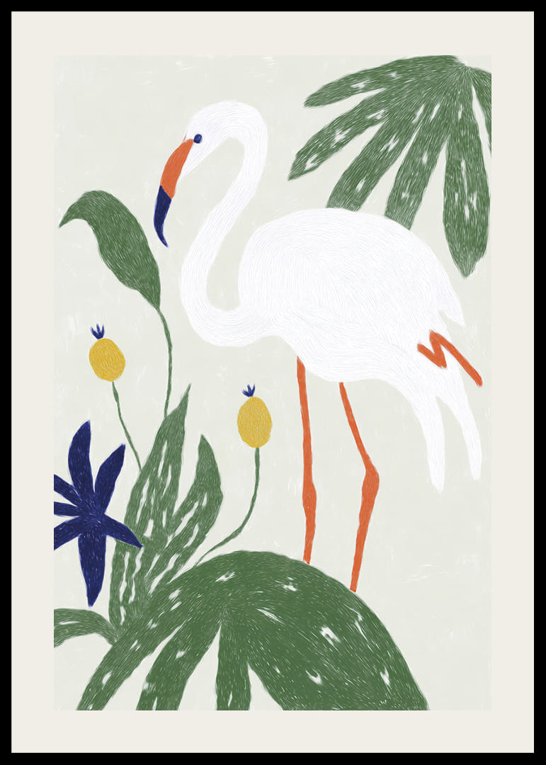 A graceful flamingo surrounded by vibrant greenery.-12