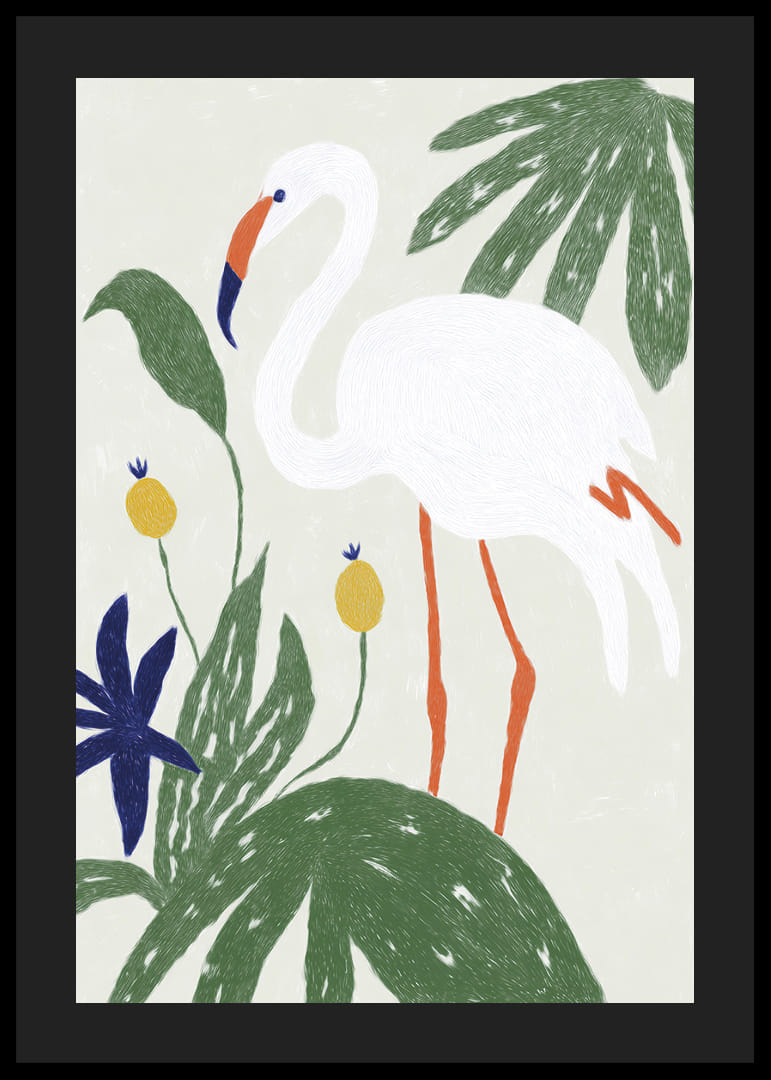 A graceful flamingo surrounded by vibrant greenery.-12