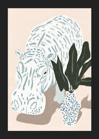 Nyugodt víziló motívum pasztell tónusokban, buja növényzettel.-5