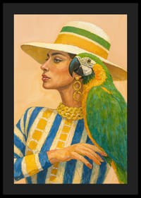 En kvinna och papegoja i färgstark harmoni.-4