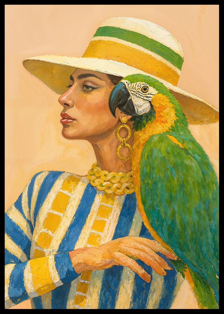 A woman and parrot in colorful harmony.-12