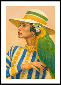 A woman and parrot in colorful harmony.-0