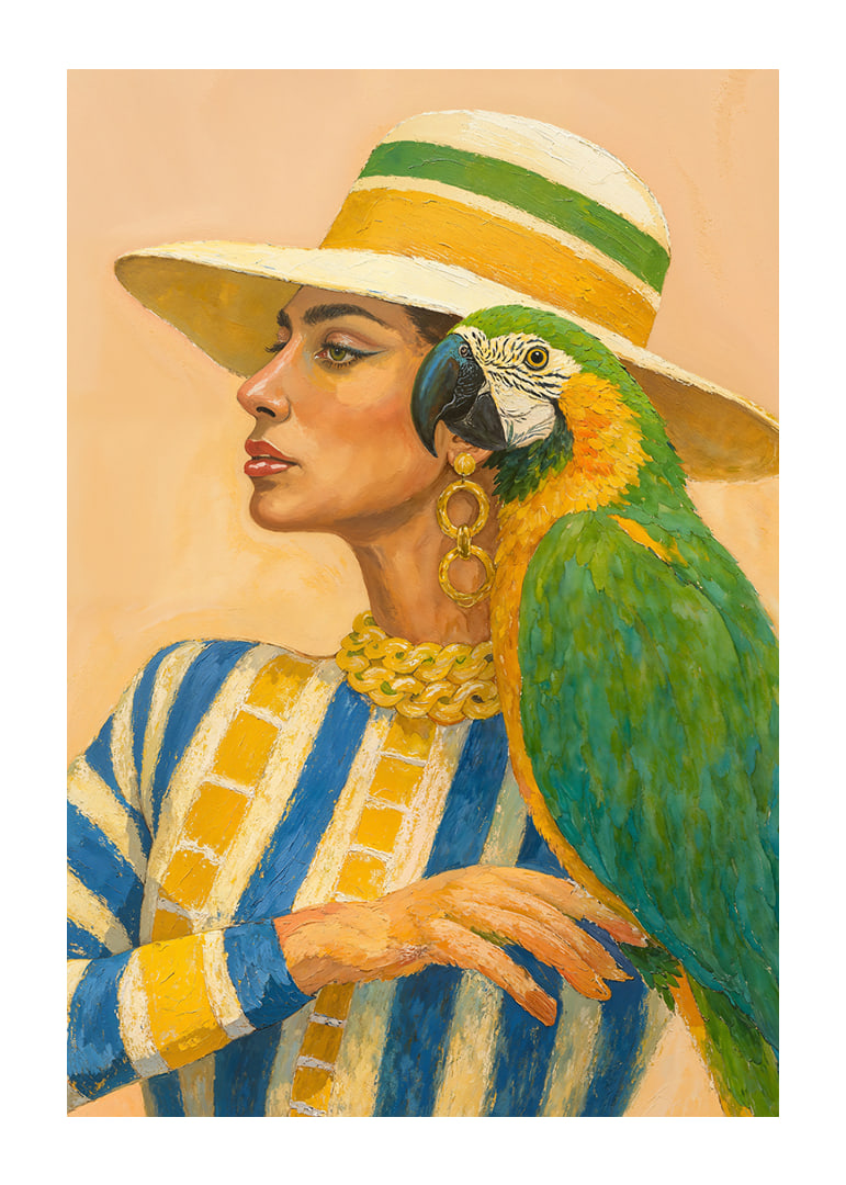 A woman and parrot in colorful harmony.-12