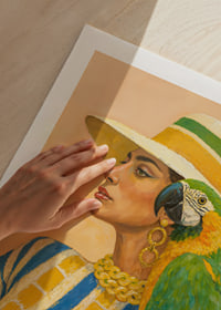 A woman and parrot in colorful harmony.-9