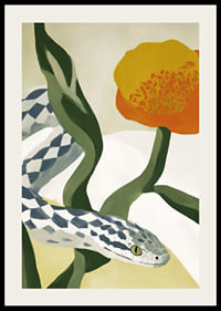A serpentine beauty writhes among golden flowers.-2