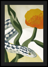 Piękno węża wije się wśród złotych kwiatów.-4