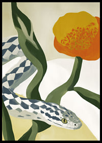 A serpentine beauty writhes among golden flowers.-6