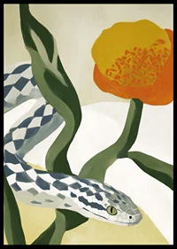 A serpentine beauty writhes among golden flowers.-6