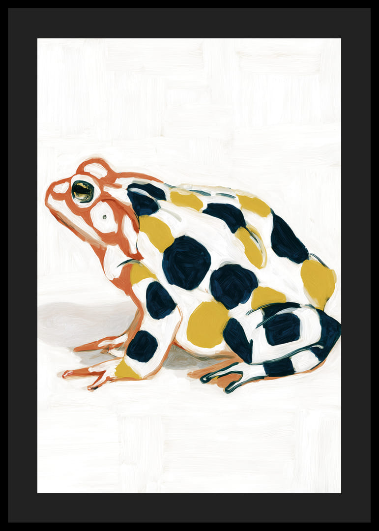 Una rana con motivi colorati crea una gioia per gli occhi.-12