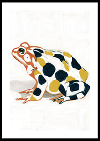 A frog in colorful patterns creates visual delight.-0