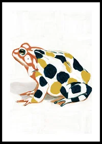 A frog in colorful patterns creates visual delight.-0