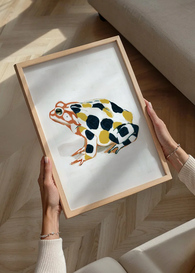 A frog in colorful patterns creates visual delight.-12