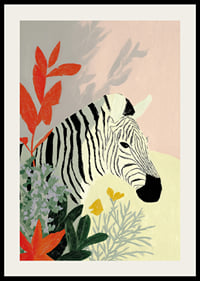The zebra rests surrounded by vibrant colors and natural beauty.-2