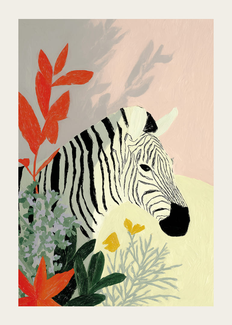 Zebra odpoczywa w otoczeniu żywych kolorów i naturalnego piękna.-12