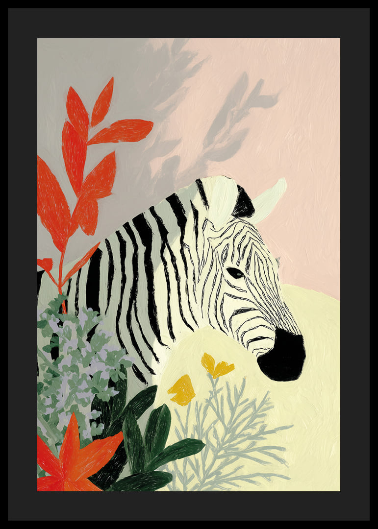 The zebra rests surrounded by vibrant colors and natural beauty.-12