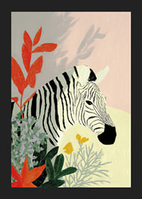 The zebra rests surrounded by vibrant colors and natural beauty.-5