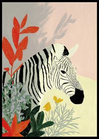 The zebra rests surrounded by vibrant colors and natural beauty.-6