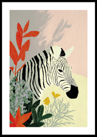 The zebra rests surrounded by vibrant colors and natural beauty.-0