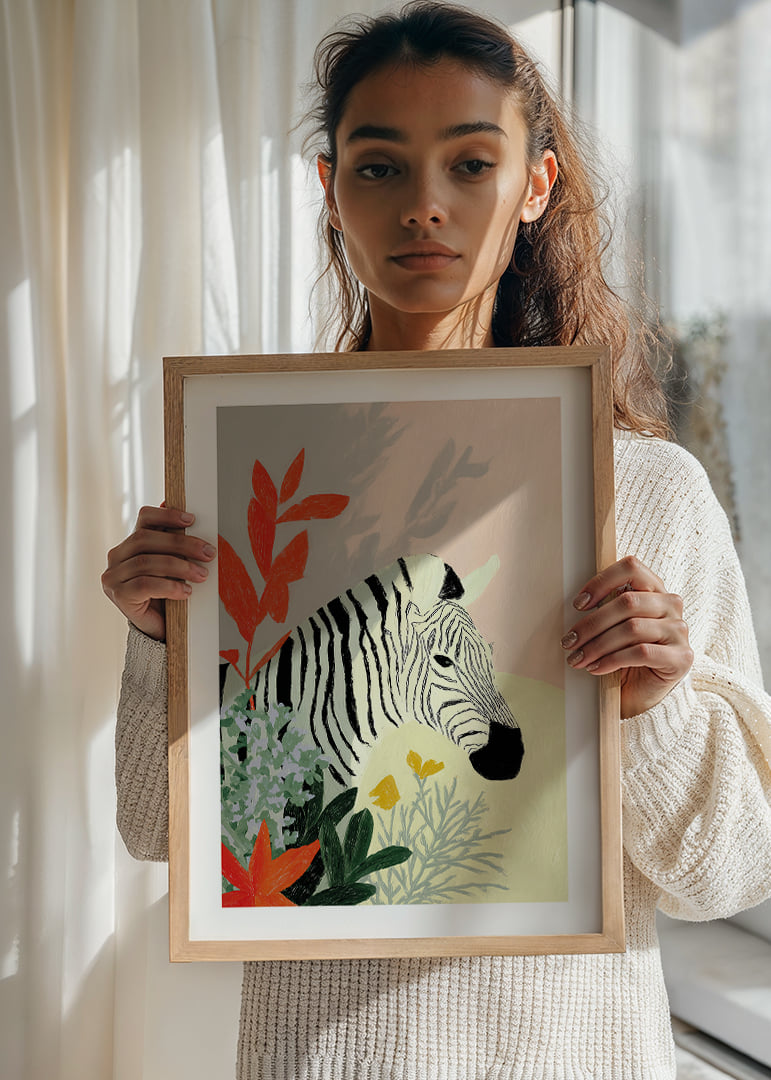 The zebra rests surrounded by vibrant colors and natural beauty.-12