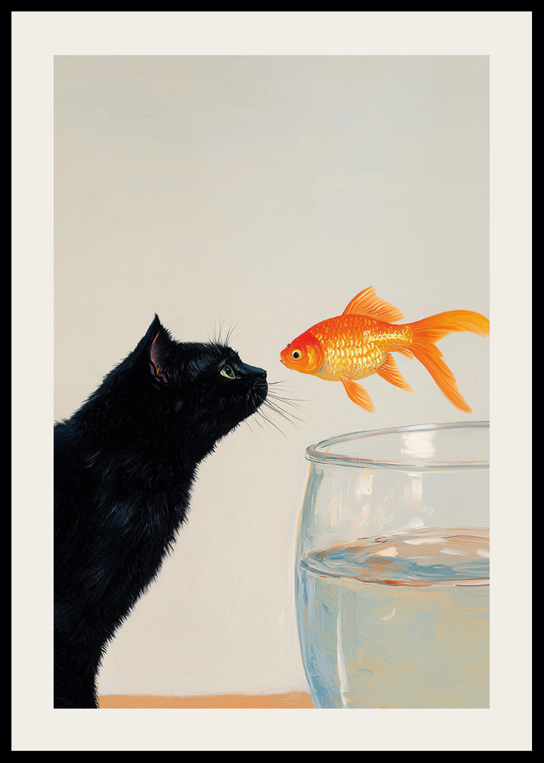 A cat and a goldfish meet in a fascinating moment.-12