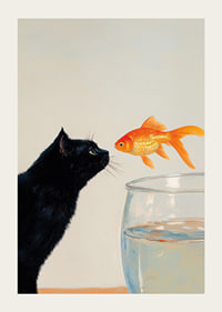 A cat and a goldfish meet in a fascinating moment.-3