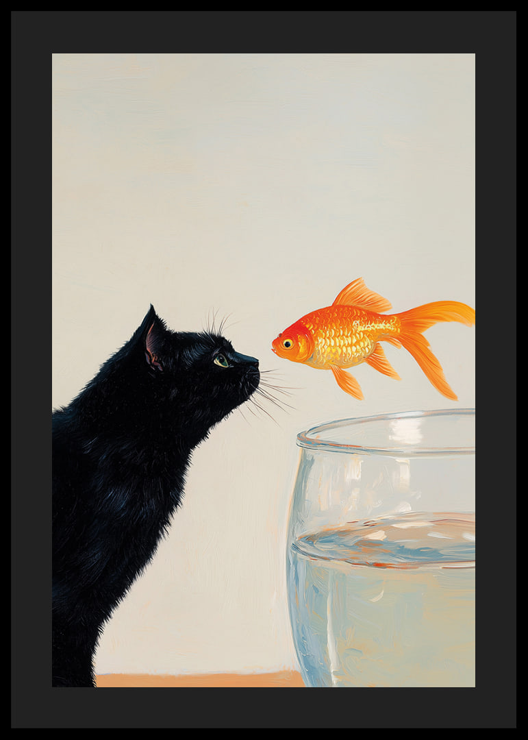 A cat and a goldfish meet in a fascinating moment.-12