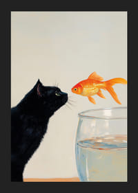 A cat and a goldfish meet in a fascinating moment.-5