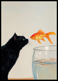 A cat and a goldfish meet in a fascinating moment.-6